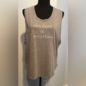 Fabletics Women’s Muscle Tee Gray with Motivational Print EUC